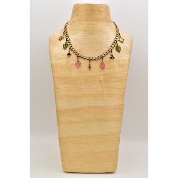 Glass Works Studios Anna Koplik Charm Necklace Collar Casino Cards Signed BinBN - Picture 8 of 12